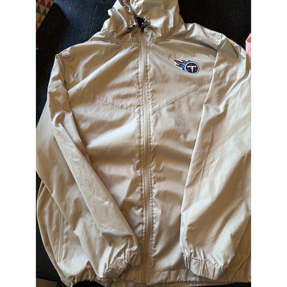 NFL Tennessee Titans Tan Hooded Windbreaker Jacket Team Apparel Mens Large